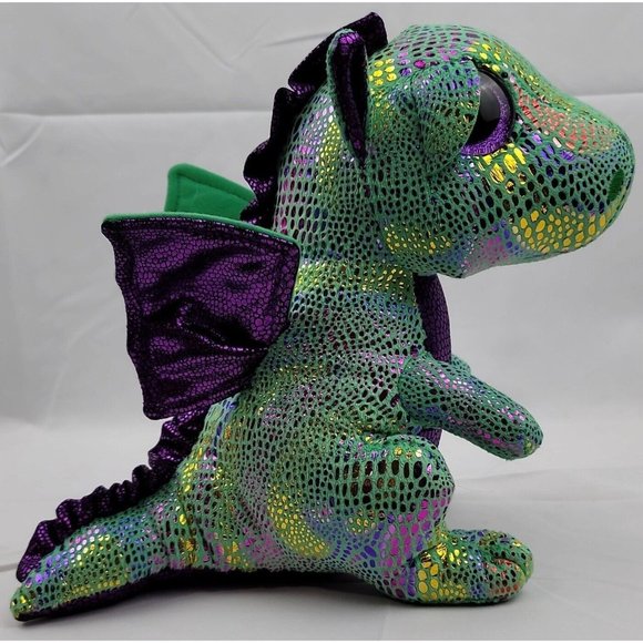 Ty Cinder The Dragon 10" Plush Stuffed Green Purple Shiny Metallic Scales 2017 - Picture 4 of 12